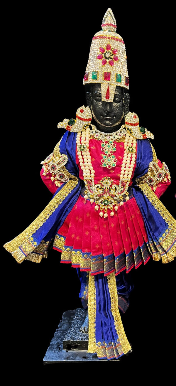 Angharkha dhoti  Patka/shalya, made of  Soft Silk with small butta Dhoti  (Pure Silk) - Rani Pink Pre stiched Angarkha with Royal Blue Contrast and Dhoti and  Patka