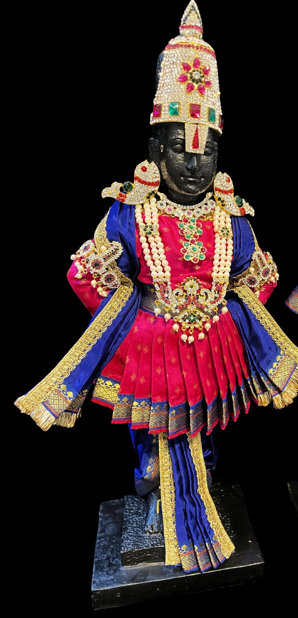 Angharkha dhoti  Patka/shalya, made of  Soft Silk with small butta Dhoti  (Pure Silk) - Rani Pink Pre stiched Angarkha with Royal Blue Contrast and Dhoti and  Patka 2