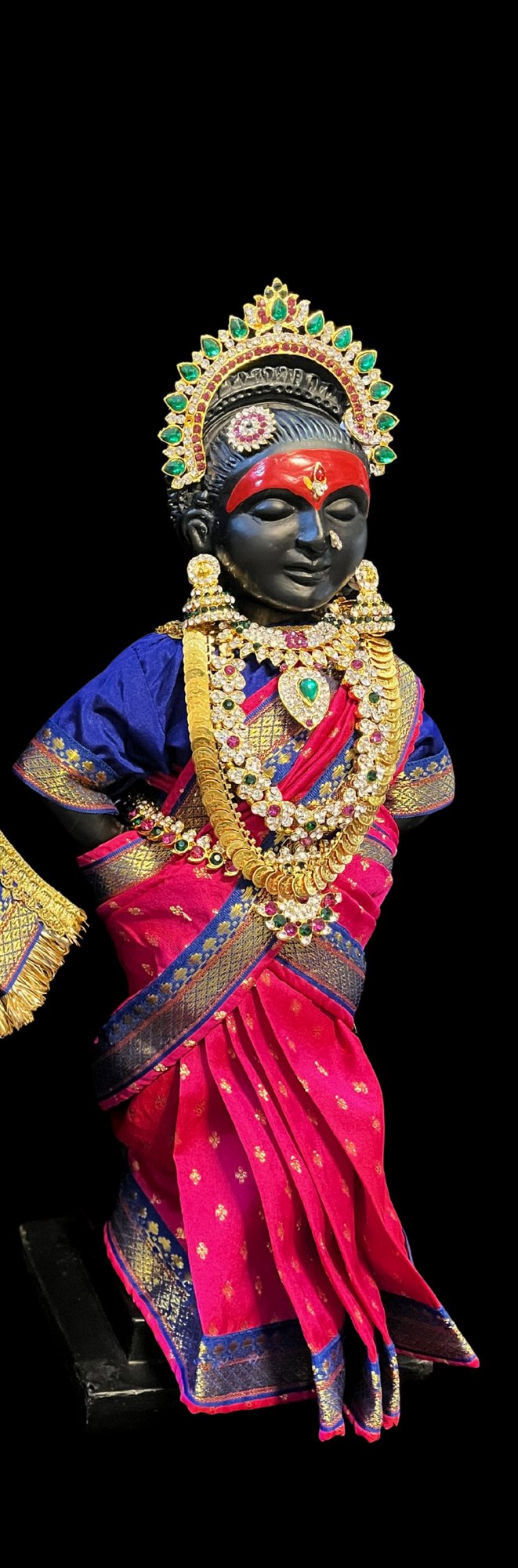 Royal Pre-Stitched made of Soft Silk with small butta Saree  (Pure Silk) - Rani Pink pre plated Saree with Royal Blue Contrast and blouse 2