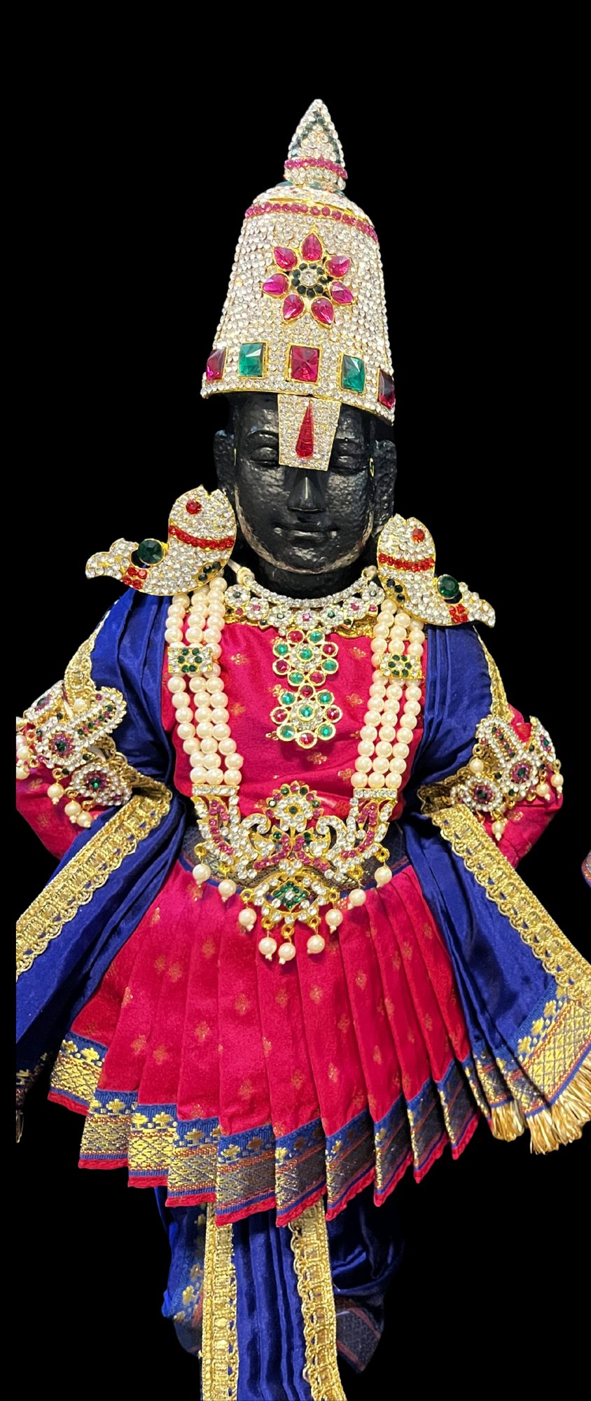Angharkha dhoti  Patka/shalya, made of  Soft Silk with small butta Dhoti  (Pure Silk) - Rani Pink Pre stiched Angarkha with Royal Blue Contrast and Dhoti and  Patka 3