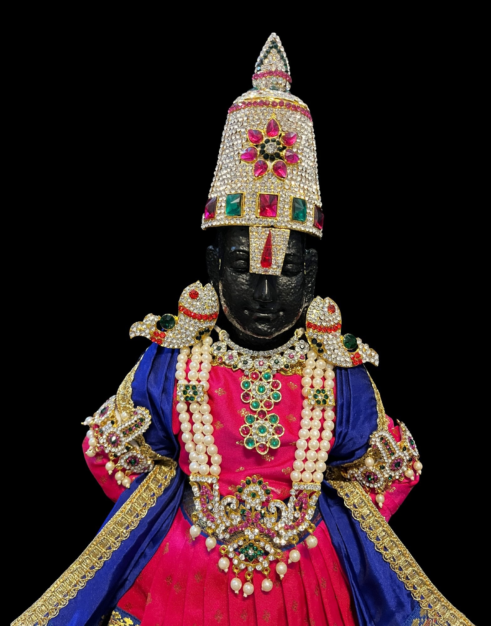 Angharkha dhoti  Patka/shalya, made of  Soft Silk with small butta Dhoti  (Pure Silk) - Rani Pink Pre stiched Angarkha with Royal Blue Contrast and Dhoti and  Patka 4