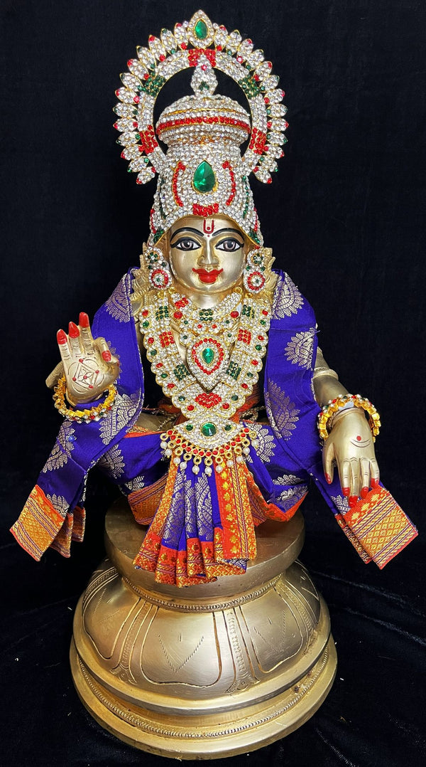 Aiyappa Dhoti made of Tapeta Silk (Not Pure Silk) - Blue Dhoti and Shalya with Orange border
