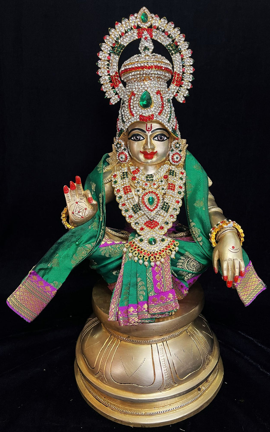 Aiyappa Dhoti made of Tapeta Silk (Not Pure Silk) - Green Dhoti and Shalya with   Voilet border