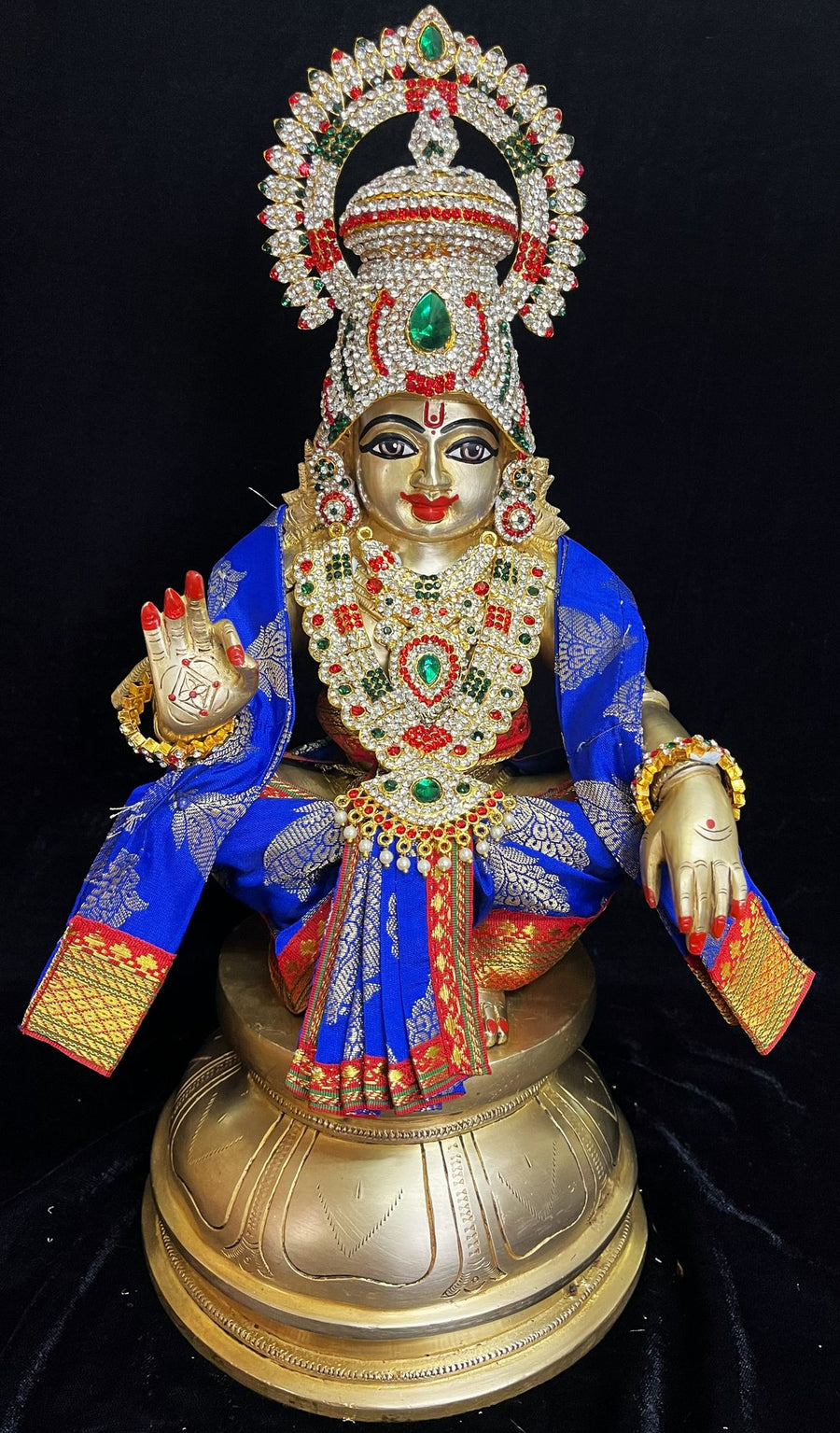 Aiyappa Dhoti made of Tapeta Silk (Not Pure Silk) - Royal Blue Dhoti and Shalya with Red border