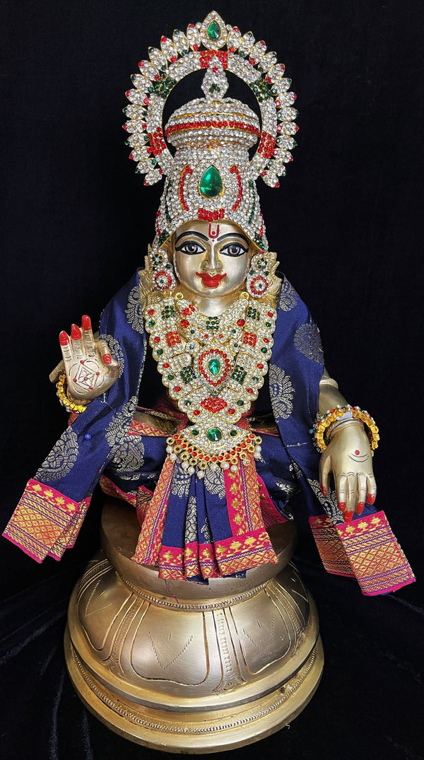 Aiyappa Dhoti made of Tapeta Silk (Not Pure Silk) - Dark blue Dhoti and Shalya with  Pink border