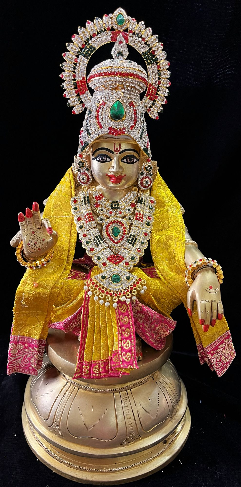 Aiyappa Dhoti made of Brocade Silk (Not Pure Silk) - Yellow Dhoti and Shalya with Pink border 1