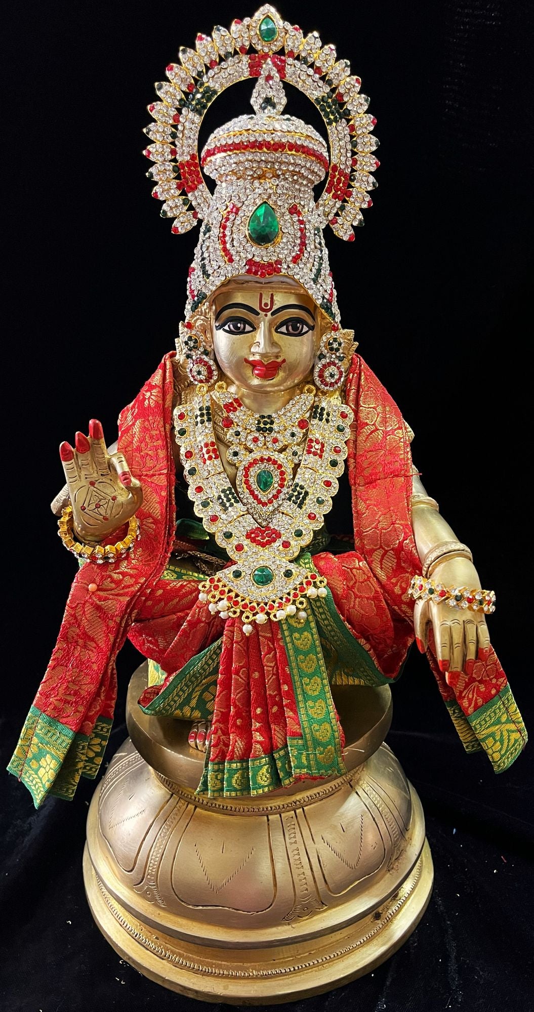 Aiyappa Dhoti made of Brocade Silk (Not Pure Silk) - Red Dhoti and Shalya with Green border 1