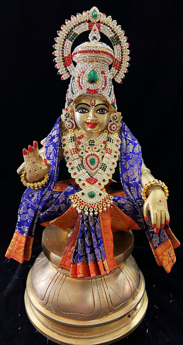 Aiyappa Dhoti made of Brocade Silk (Not Pure Silk) - Royal Blue Dhoti and Shalya with Orange border