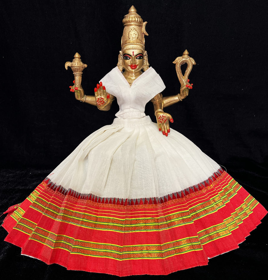 Abhishem Sarees made of Cotton - White Saree with Red border