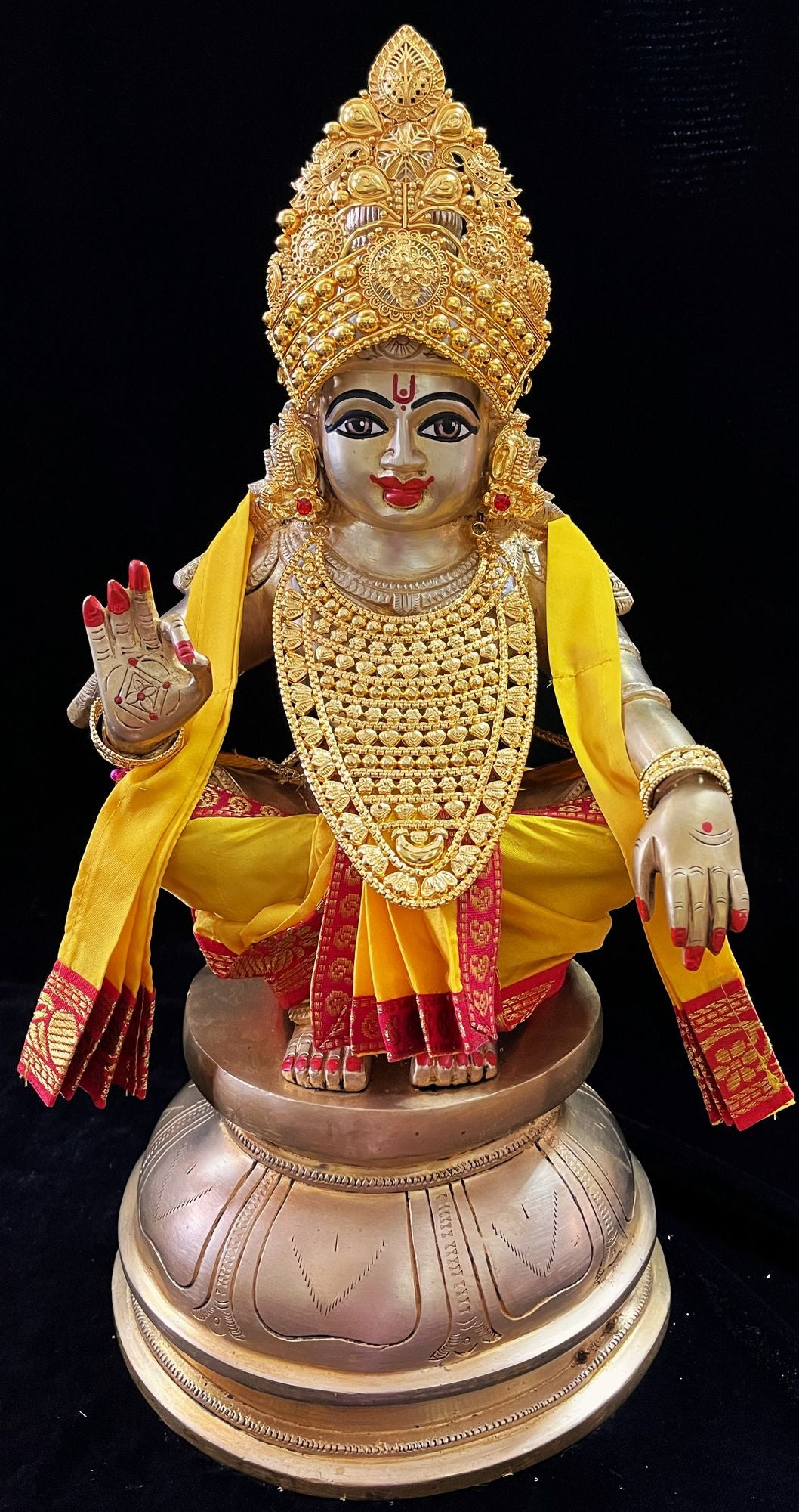 Aiyappa Dhoti made of Plain Silk (Not Pure Silk) - Yellow Dhoti and Shalya with Red border 1