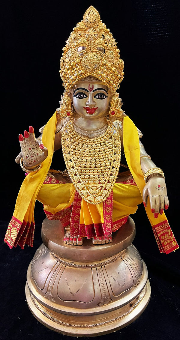 Aiyappa Dhoti made of Plain Silk (Not Pure Silk) - Yellow Dhoti and Shalya with Red border