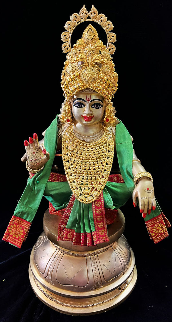 Aiyappa Dhoti made of Plain Silk (Not Pure Silk) - Green Dhoti and Shalya with Red border