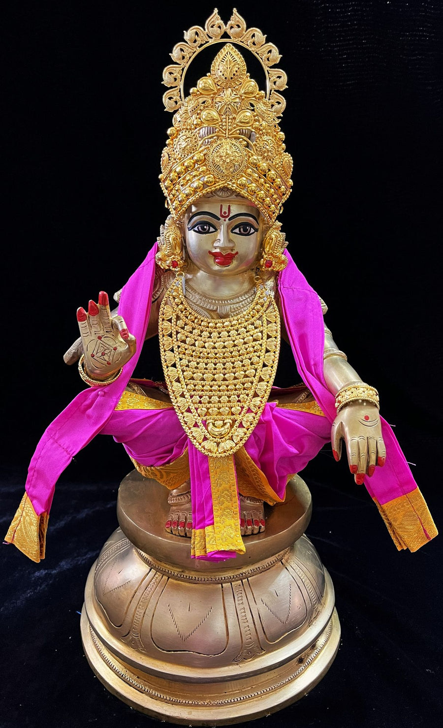 Aiyappa Dhoti made of Plain Silk (Not Pure Silk) - Pink Dhothi And  Shalya with Yellow Border