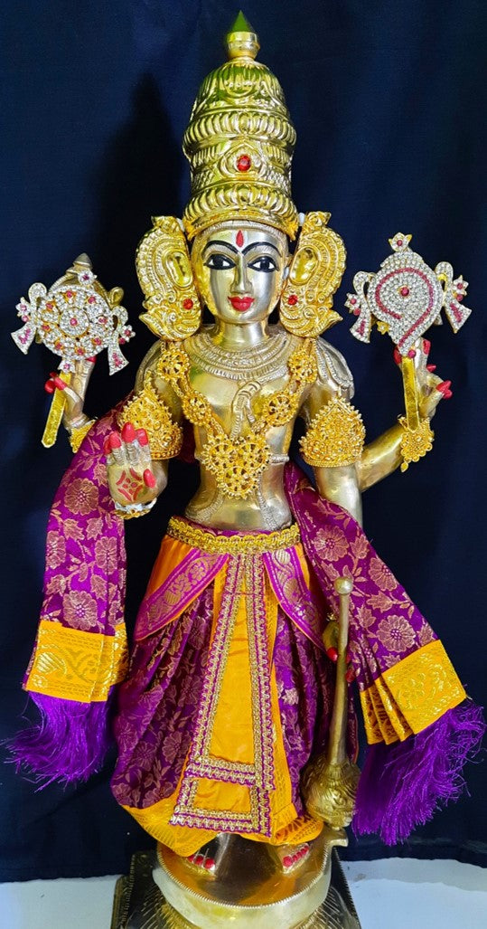 Deity dhoti and patka shalya / Uparna vastra made of Brocade Silk fabric (Not Pure Silk) - Wine dhoti with yellow jari border and shalya