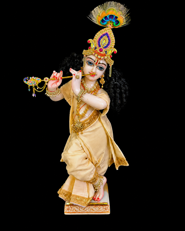 Deity dhoti and patka shalya / Uparna vastra made of Chiffon Material - Off White Dhoti with Off white sequence border and Shalya