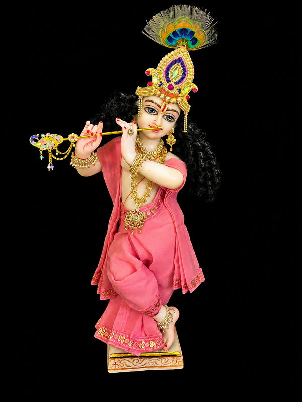 Deity dhoti and patka shalya / Uparna vastra made of Chiffon Material - Baby Pink Dhoti with Baby Pink sequence border and shalya