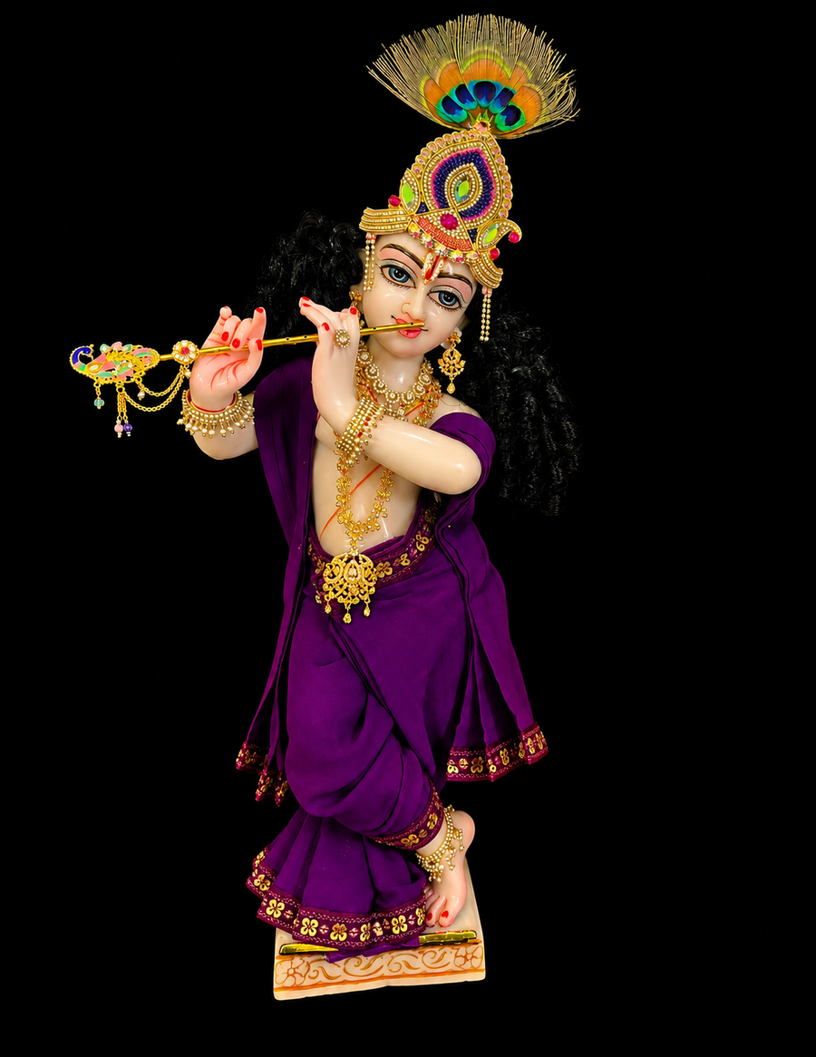 Deity dhoti and patka shalya / Uparna vastra made of Chiffon Material - Plum colour Dhoti with Plum colour sequence border and shalya