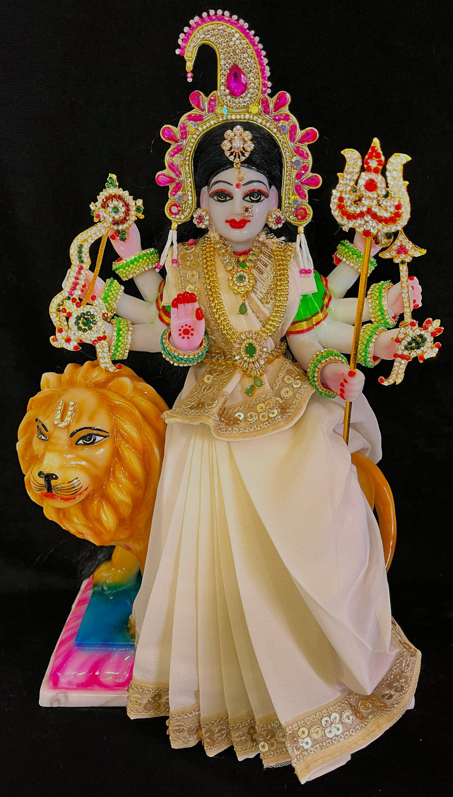 Deity Pre-stitched Saree made of Chiffon Material - Off White Saree with Off white sequence border and blouse