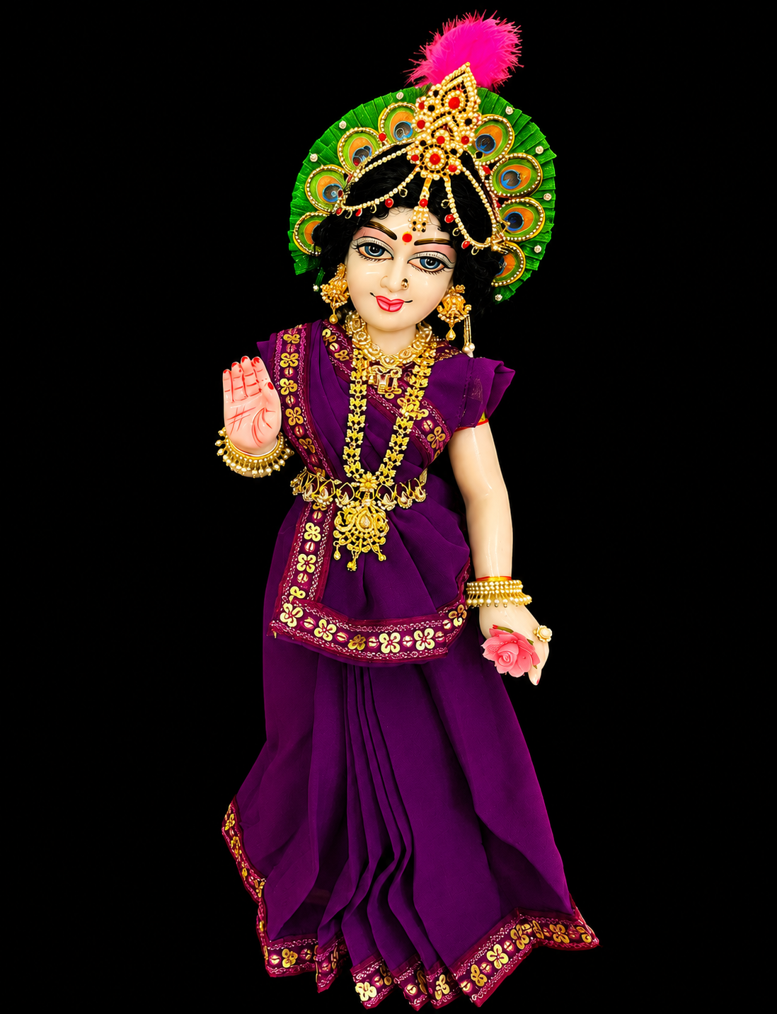 Deity Pre-stitched Saree made of Chiffon Material - Plum colour Saree with Plum colour sequence border and blouse 2