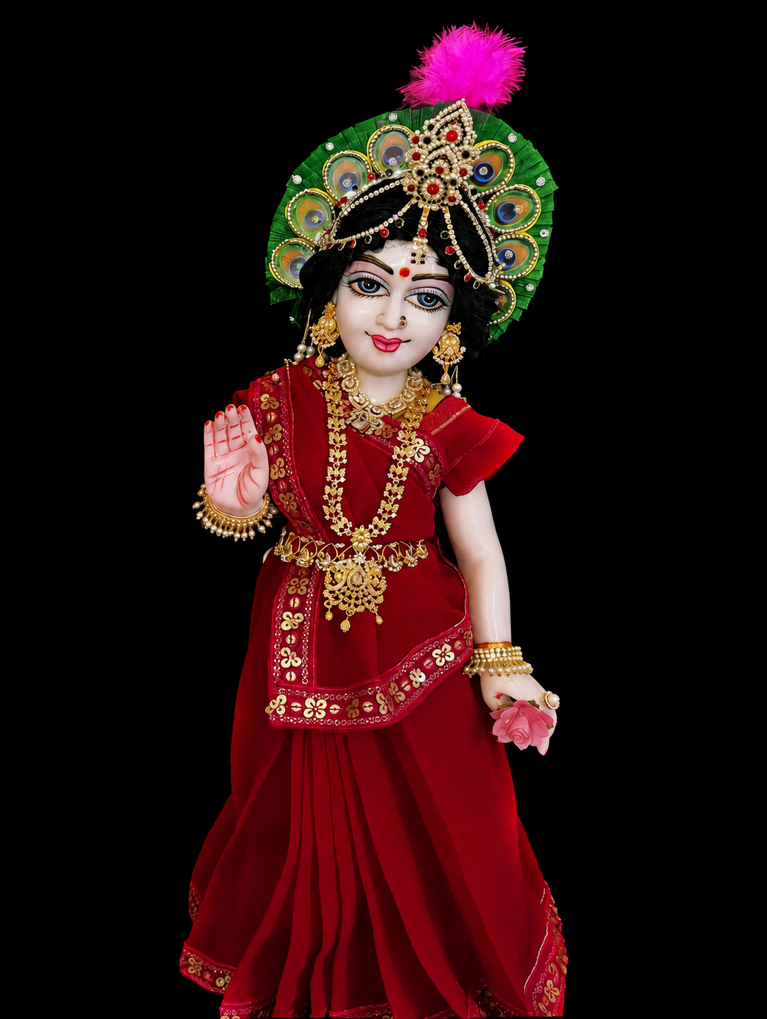 Deity Pre-stitched Saree made of Chiffon Material - Majenta Saree with Majenta sequence border and blouse 2