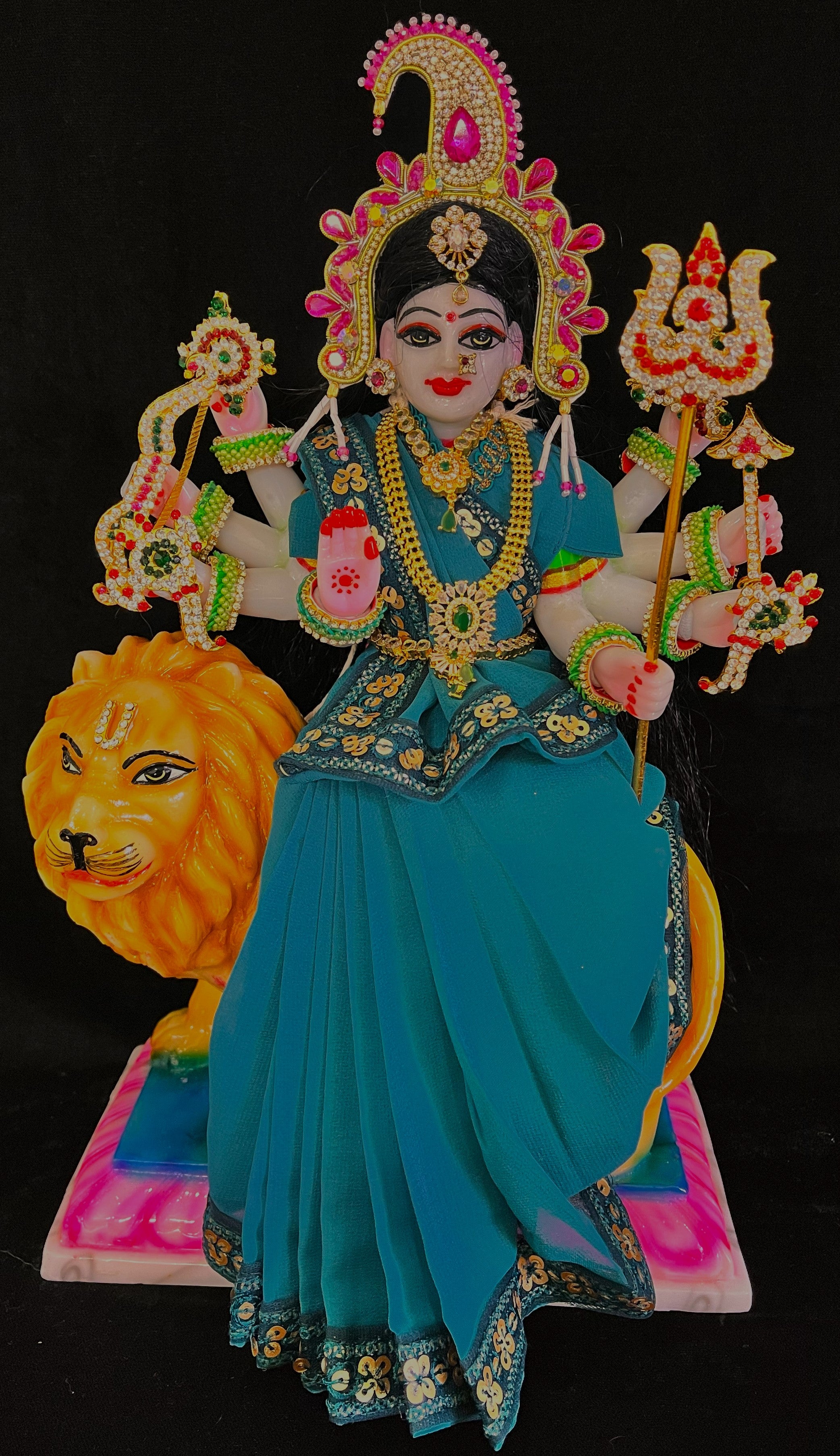Deity Pre-stitched Saree made of Chiffon Material - Rama Green Saree with Rama Green sequence border and blouse 1