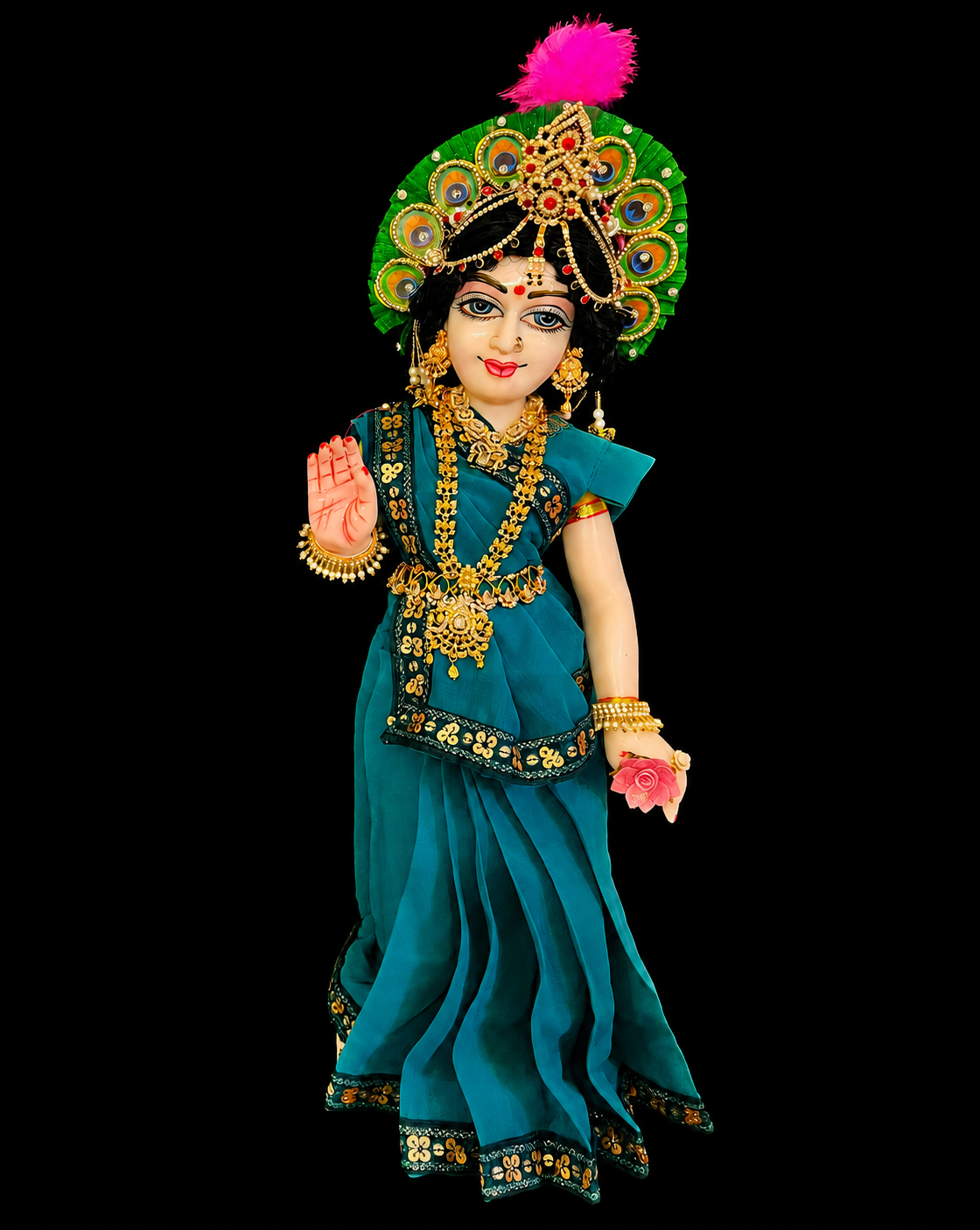 Deity Pre-stitched Saree made of Chiffon Material - Rama Green Saree with Rama Green sequence border and blouse 2
