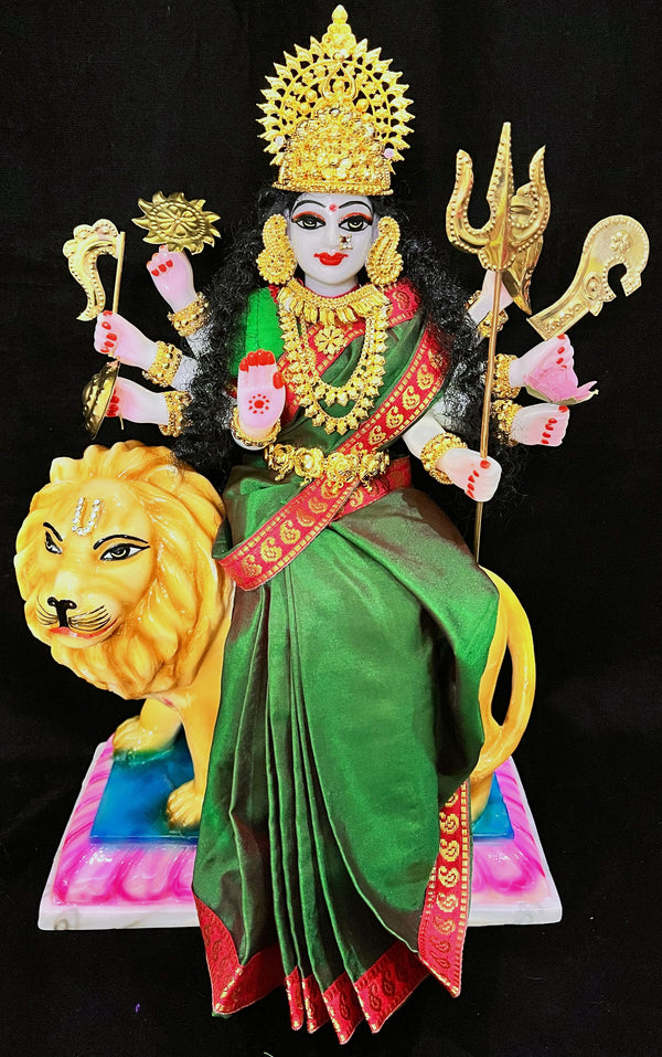Royal Pre-Stitched Plain Silk Devi Saree (Not Pure Silk) - Dark Green Saree with Red border