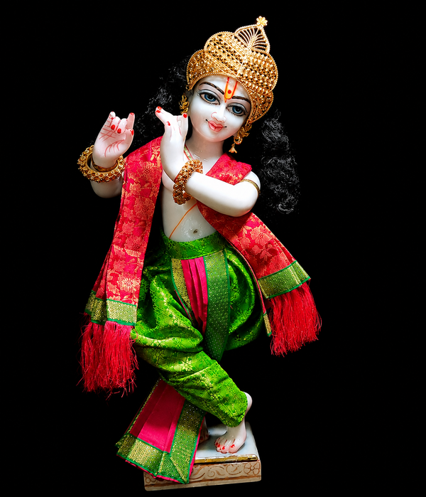 Devanesa inspired Deity dhoti and patka shalya / Uparna vastra  made of Brocade Silk (Not Pure Silk) - Parrot Green and Pink dhoti with Pink shalya