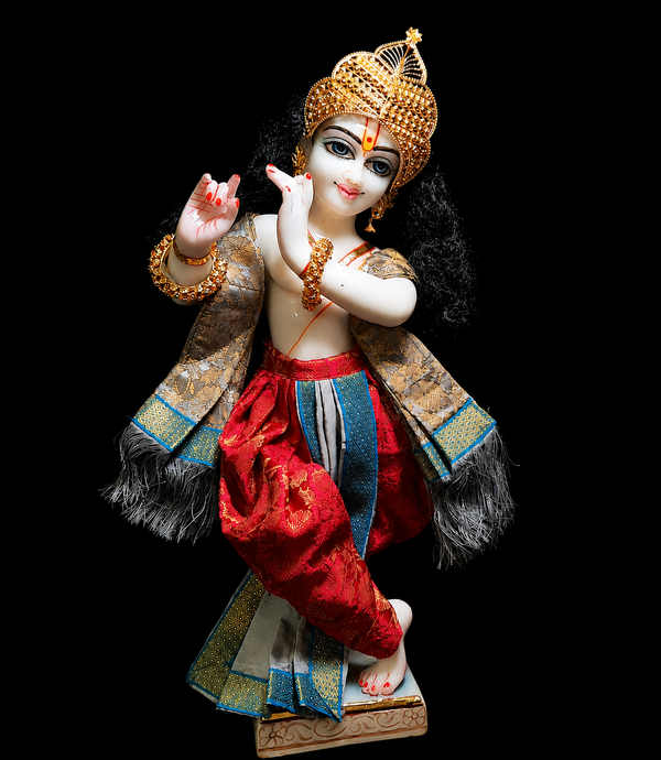 Devanesa inspired Deity dhoti and patka shalya / Uparna vastra  made of Brocade Silk (Not Pure Silk) - Red and Grey dhoti with Grey shalya