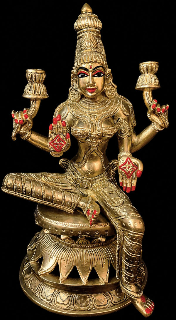 Handcrafted Brass Goddess Lakshmi Idol – 12 Inches | 4 Kg