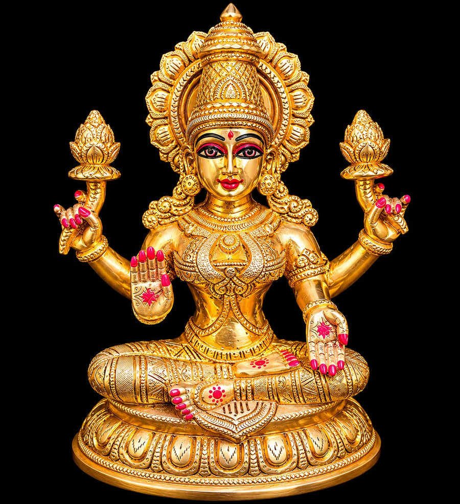 Handcrafted Brass Goddess Lakshmi Idol – 10 Inches | 5 Kg