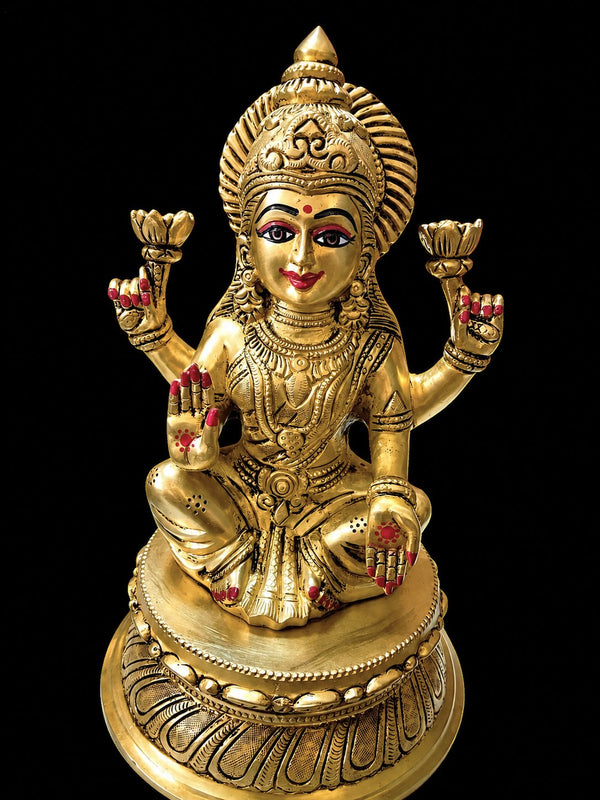 Premium Handcrafted Brass Goddess Lakshmi Idol – 9.5 Inches | 4 Kg