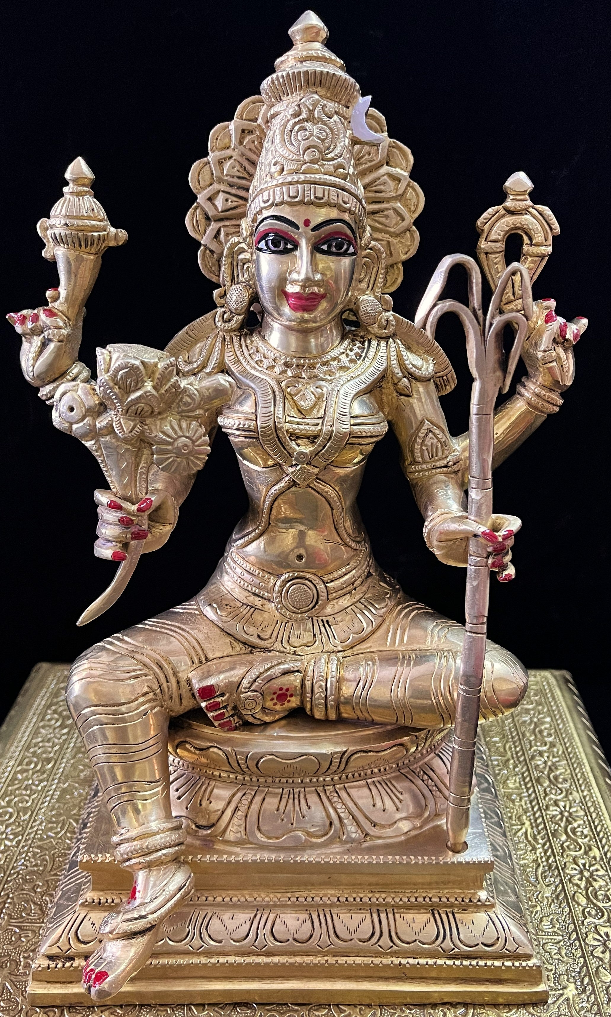 Brass Lalitha Parameshwari Idol, Lalitha Idol, Rajarajeshwari idol with Superfine Carvings - 12 inches 1