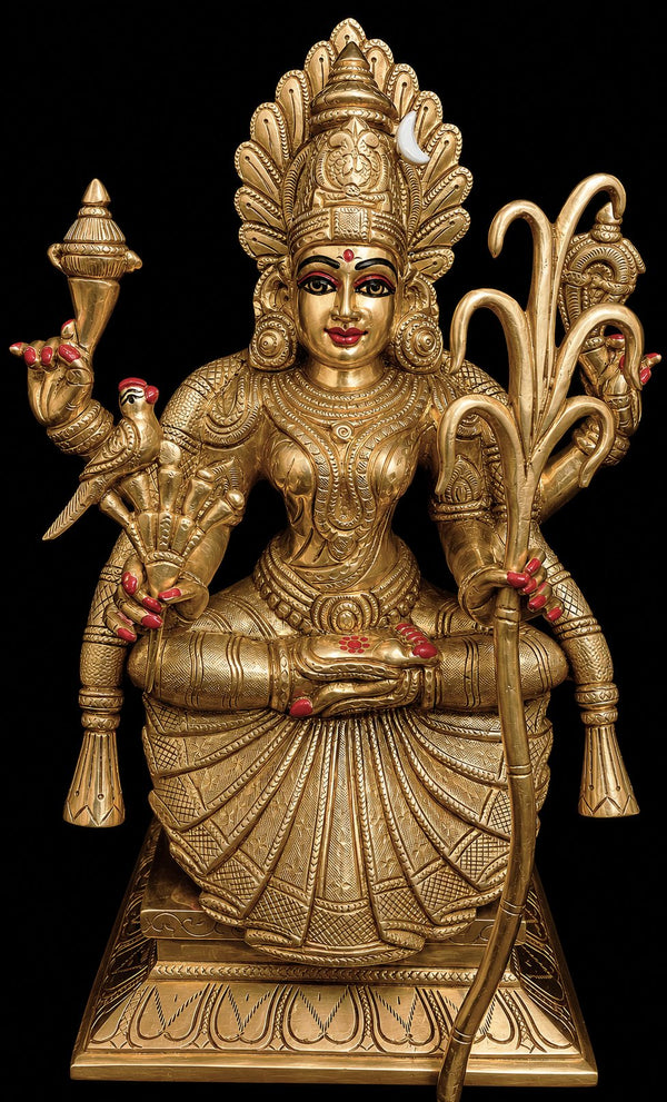 Divine Brass Kamakshi Amman Idol – 12 Inches | Handcrafted Traditional Goddess Sculpture
