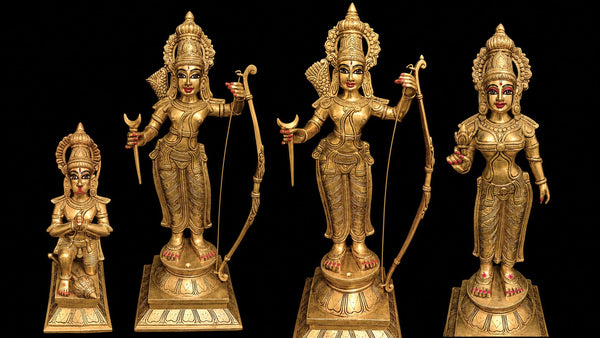 Grand Brass Ram Darbar Set – 26 Inches | Handcrafted Rama, Sita, Lakshmana & Hanuman Ensemble