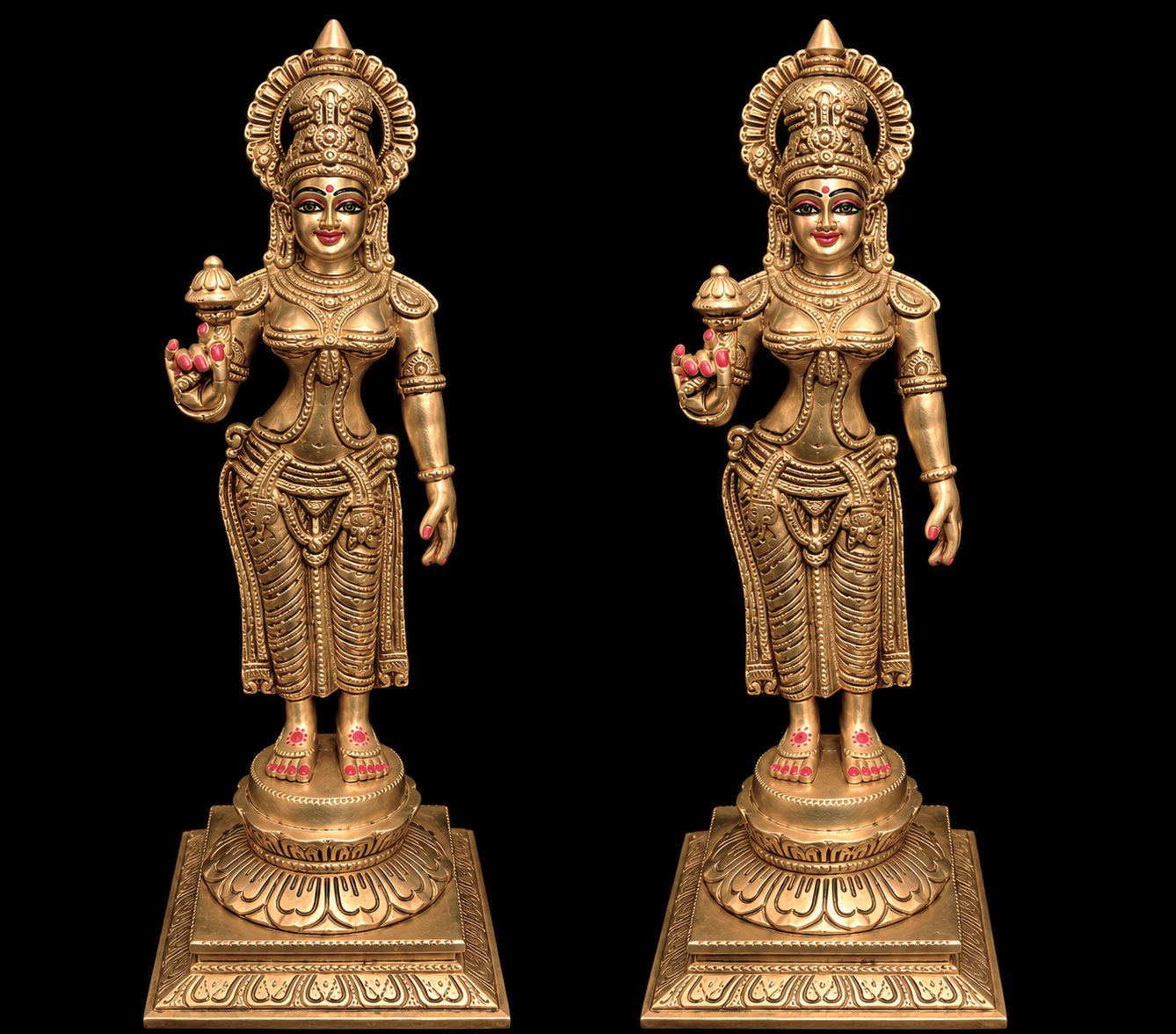 Premium Brass Sridevi & Bhudevi Idol Set – 13 Inch | Divine Consorts of Lord Venkateswara 1