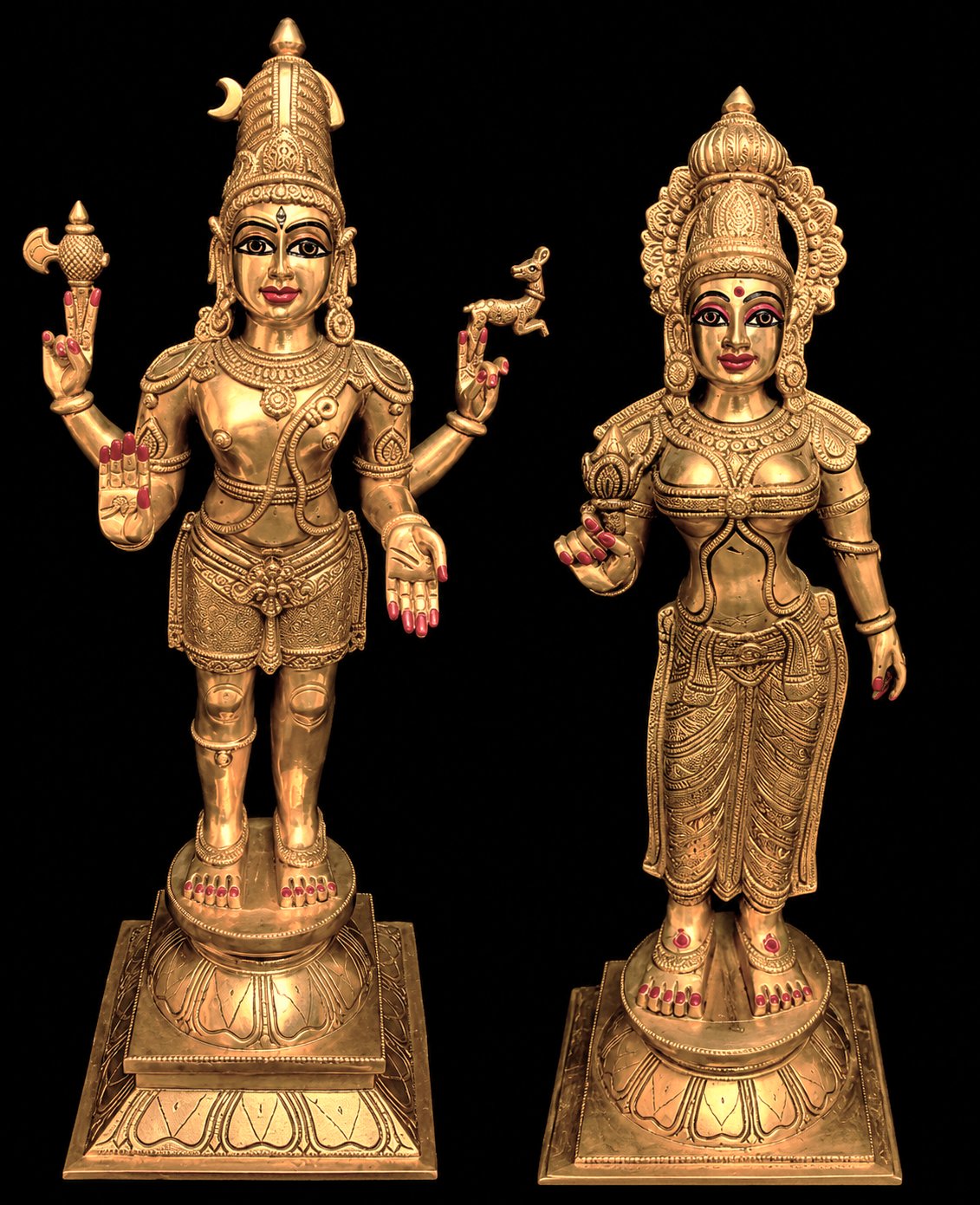 Grand Brass Meenakshi & Sundareshwarar Idol Set – 24 Inch | Divine Union of Shiva & Shakti 1