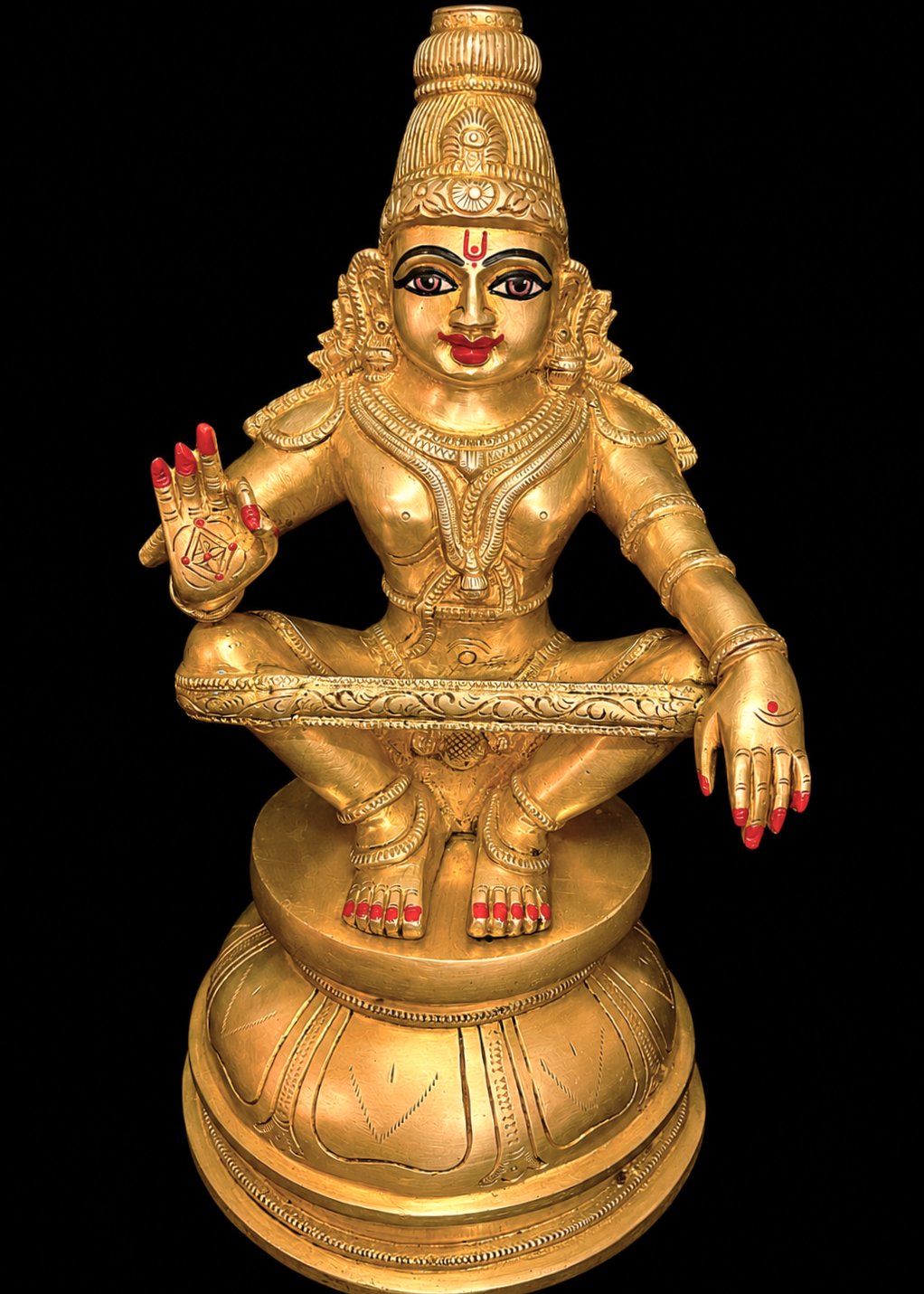 Handcrafted Brass Lord Ayyappa Idol – 15 Inch | Divine Symbol of Dharma, Discipline & Spiritual Strength 1