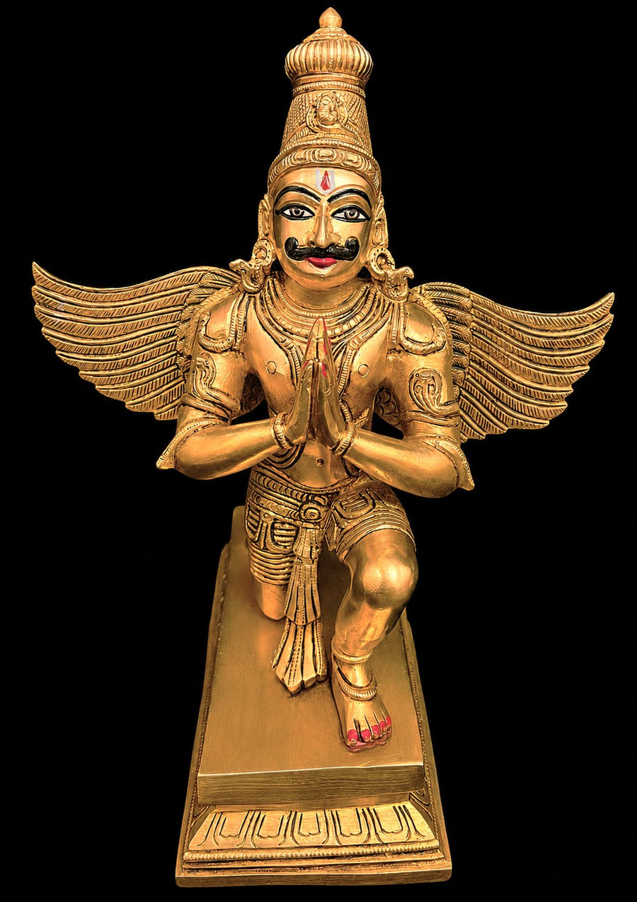 Handcrafted Brass Garuda Idol – 12 Inch | Divine Protector & Vehicle of Lord Vishnu