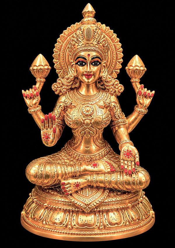 Handcrafted Brass Goddess Lakshmi Idol – 8 Inch | Symbol of Wealth & Prosperity