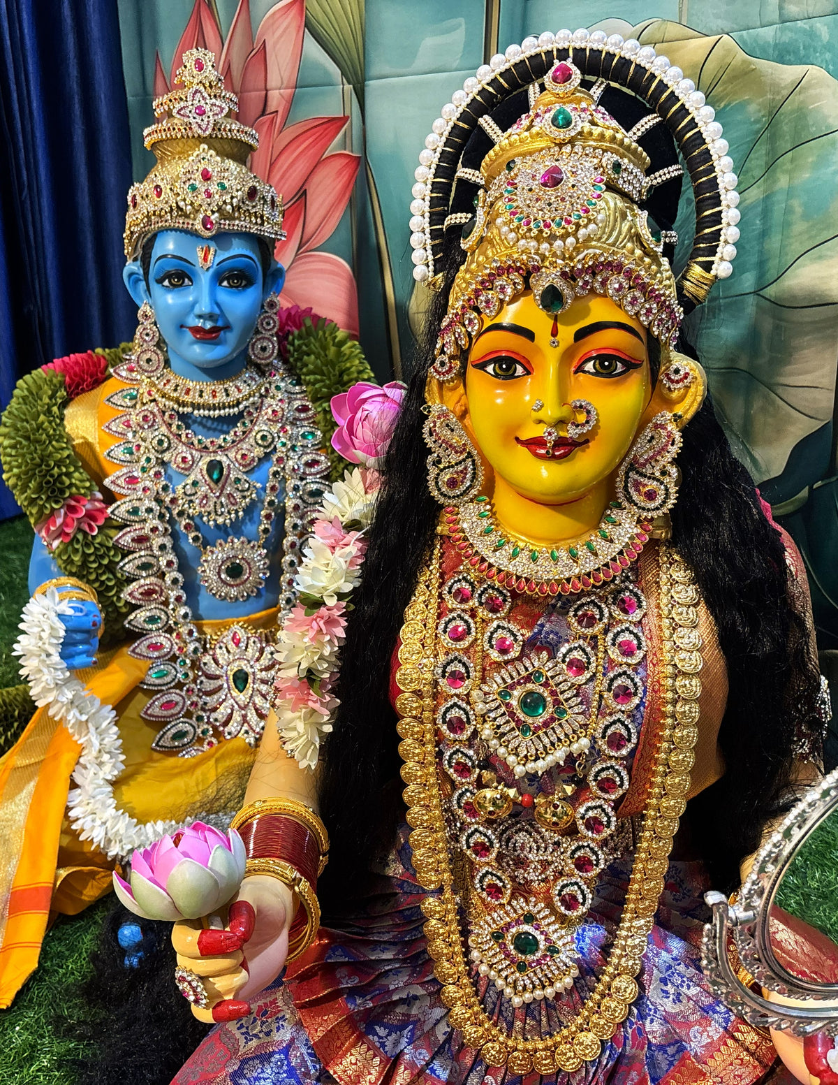 Premium Lakshmi Vishnu Temple Style Complete Alankaram Collection | Fully Dismantlable Idols for Varamahalakshmi & Navaratri
