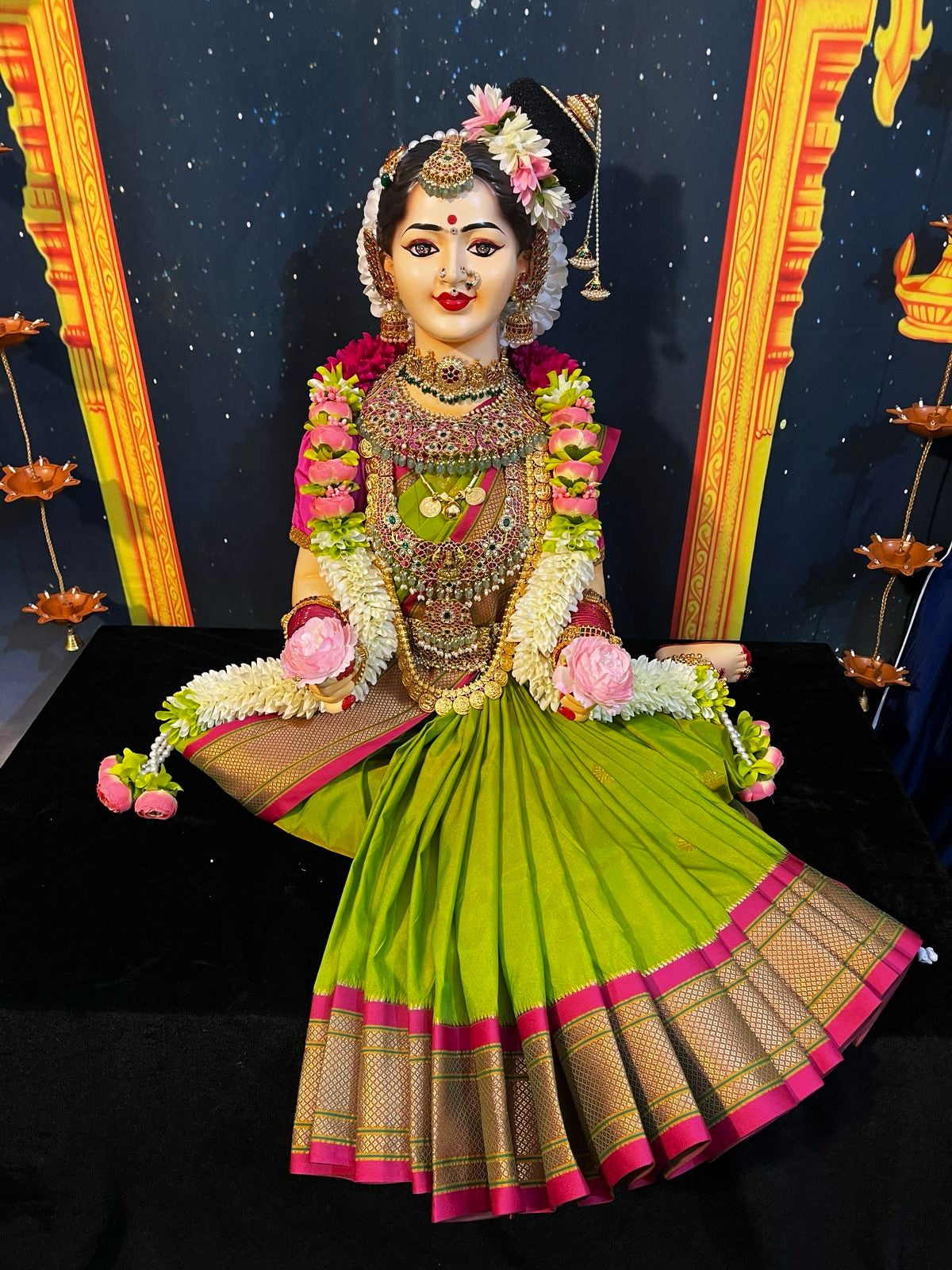Premium Goddess Godadevi / Andal (Varamahalakshmi) Temple Style Complete Alankaram Collection | Fully Dismantlable Goddess Idol for Varamahalakshmi & Navaratri 2