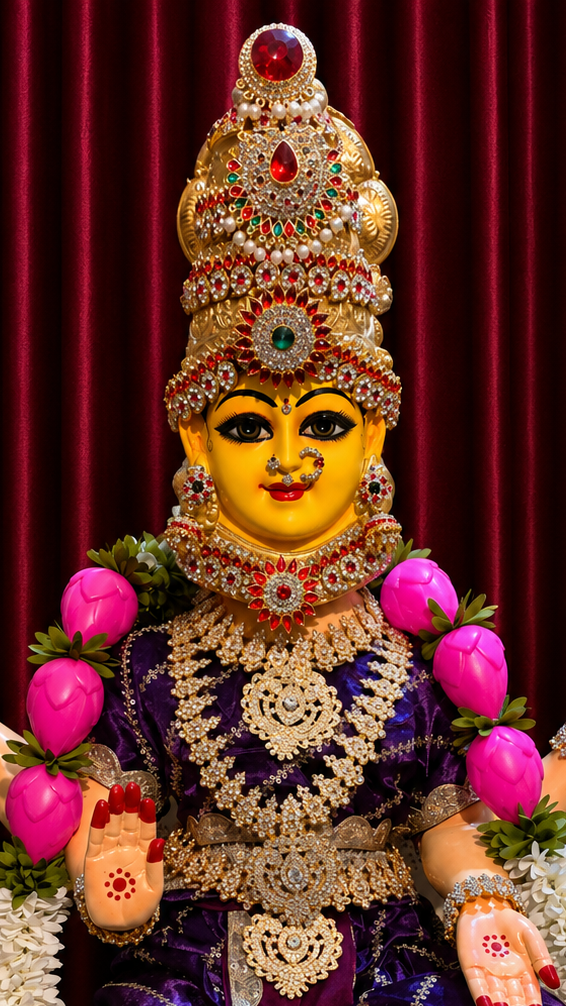 Premium Varamahalakshmi Fiber Body with Pure Dola Silk Saree, Temple Jewellery, Stone Crown & Lotus Alankaram | Fully Dismantlable Goddess Idol for Varamahalakshmi & Navaratri