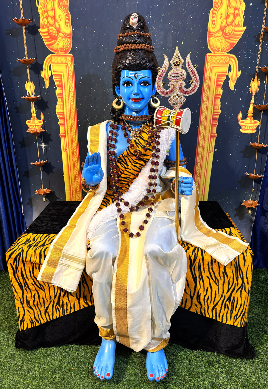 Premium Shiva Fiber Body with Semi Silk Dhoti, Temple Jewellery, Stone Alankaram | Fully Dismantlable diety Idol for Navaratri