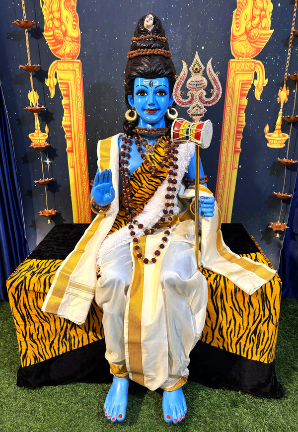 Premium Shiva Fiber Body with Semi Silk Dhoti, Temple Jewellery, Stone Alankaram | Fully Dismantlable diety Idol for Navaratri
