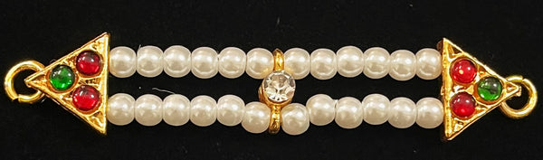 DEITY MULTIPURPOSE BELTS / Can be used as Earrings mati / Choker / Waist belt / Anklets / Bangels / Armlets - Pearls with read and green kemp stones on Gold plated metal alloy