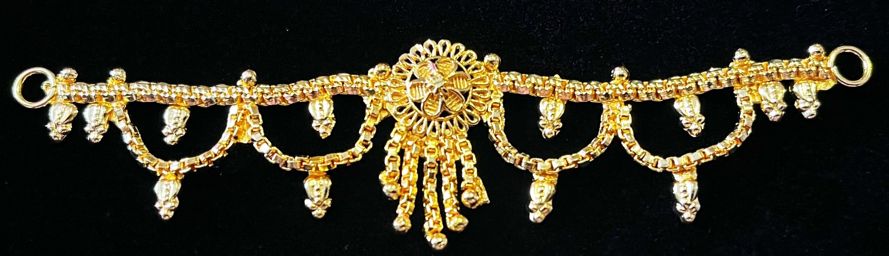 deity waist belt, idol vaddanam, gold plated kamarbandh for idols - Width: 4 inches 1