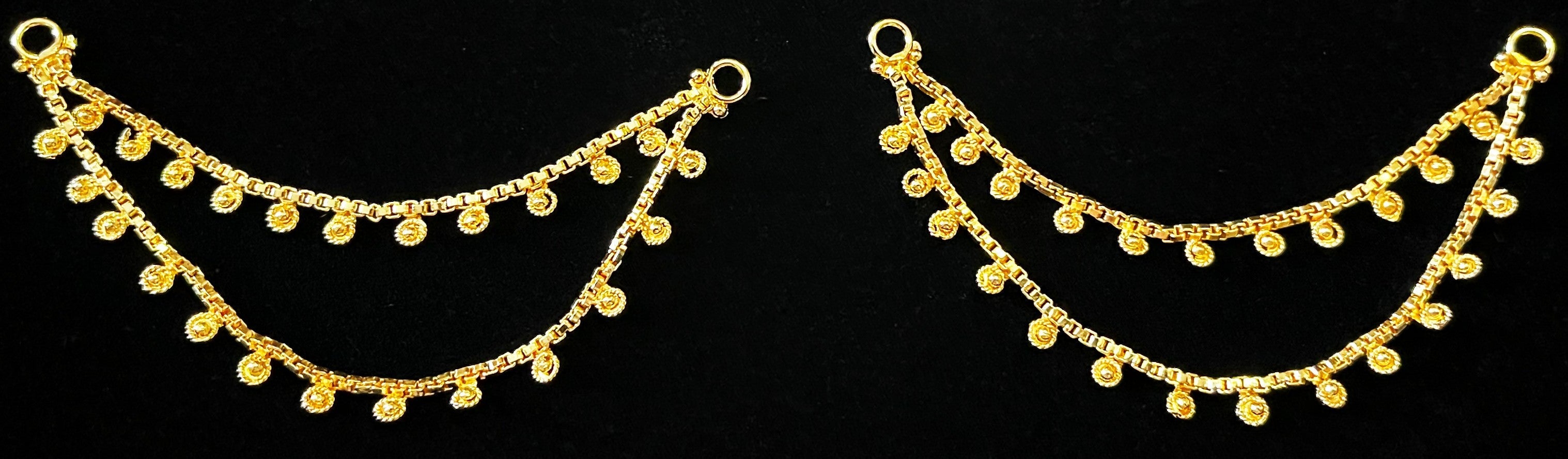 deity ear chain, maati jewellery for idols, gold plated ear chain - Width: 3 inches 1