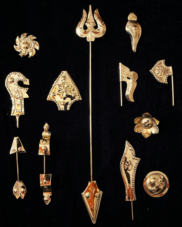 deity weapon set, durga weapon accessories, idol weapons jewellery - Suitable for 4 to 6 inches idol