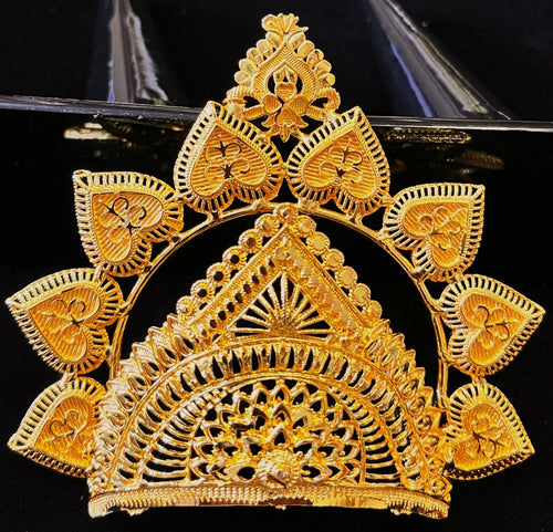 chandrika jewellery, half crown for deity, idol chandram ornament - Length without chakra: 2 inches | Length with chakra: 3 inches | Width: 2.5 inches